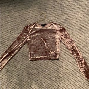 Velvet mocha long sleeve crop top